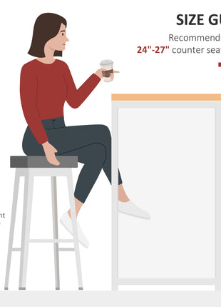 Modern Bar Table Counter Height Dining Table with 3 Storage Shelves for Kitchen, Dining Room, Living Room, White