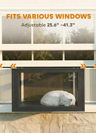 Catio Outdoor Cat Enclosure 25"–41" Outdoor Cat House for Sunbathing, Napping & Overlooking