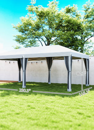 10' x 20' Pop Up Canopy Tent with Netting, Heavy Duty Instant Sun Shelter, Large Tents for Parties with Carry Bag for Outdoor, Garden, Patio, Cream White
