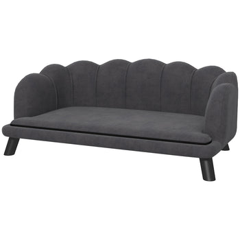 Pearl Design Pet Sofa for Medium and Large Sized Dogs, Pet Bed with Cushion and Solid Wood Legs, Charcoal Gray