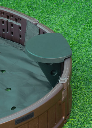 Kids Outdoor Sandbox with Cover Garden Bed Sand Pit, Easy Assembly Children's Round Sandbox for Backyard, Brown, 48.5" x 48.5" x 8.75"