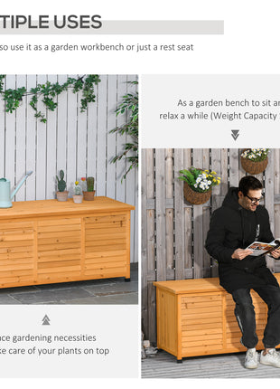 75 Gallon Wooden Deck Box, Outdoor Storage Container with Aerating Gap & Weather-Fighting Finish, Yellow