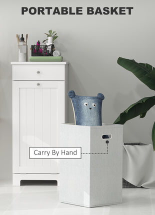 Laundry Hamper Cabinet, Laundry Cabinet with Tilt Out Laundry Basket and Drawer, White