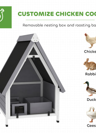 Chicken Coop for 2 Chickens, Outdoor Wooden Chicken House with Removable Nesting Box & Roosting Bar, Tray, Ramp