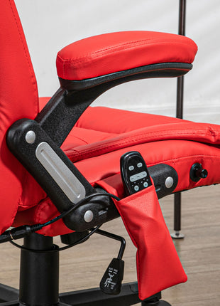Massage Office Chair, Heated Reclining Computer Chair with 6 Vibration Points, Armrest and Remote, Red