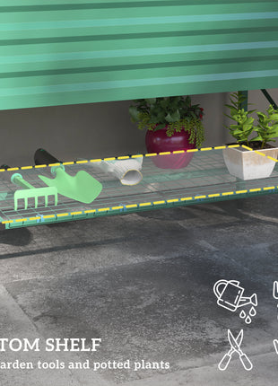 Galvanized Raised Garden Bed, Metal Planter Box with Legs, Storage Shelf and Bed Liner, Green
