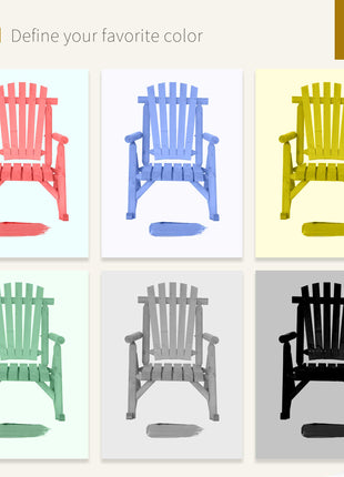 Outdoor Wooden Rocking Chair, Single-Person Rustic Adirondack Rocker with Slatted Seat, High Backrest, Armrests for Patio, Garden and Porch, Natural
