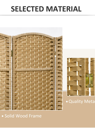 Folding Room Divider Screen 4 Panel 5.6 ' Tall Privacy Screen Freestanding Room Partition for Home Office, Nature Wood