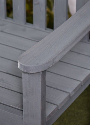 56" Outdoor Wood Bench, 2-Seater Garden Bench with Backrest and Armrest, Patio Bench for Patio, Porch, Poolside, Balcony, Gray