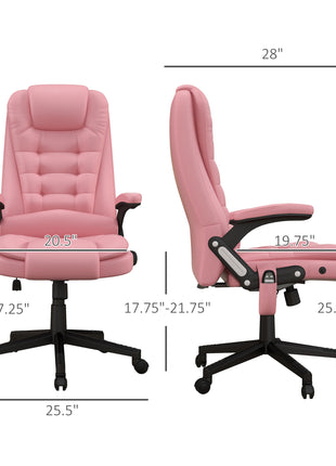 Massage Office Chair, Heated Reclining Computer Chair with 6 Vibration Points, Armrest and Remote, Pink
