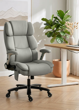 Ergonomic Office Chair with Inflatable Adjustable Lumbar Support, 400 Lbs Heavy Duty High Back Desk Chair, Light Gray