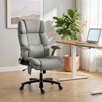 Ergonomic Office Chair with Inflatable Adjustable Lumbar Support, 400 Lbs Heavy Duty High Back Desk Chair, Light Gray