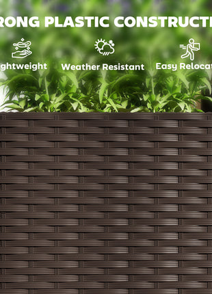 Plastic Raised Garden Bed, 5 x 1 x 1 ft Outdoor Flower Box with Drainage Holes for Vegetables, Herbs, Brown