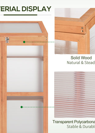 Wooden Cold Frame Greenhouse Small Mini Planter Box, 30" L x 24" W x 44" H, Natural