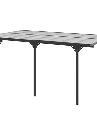 16.5' x 10' Outdoor Polycarbonate Pergola, Transparent UV Blocking Awning, Hardtop Deck Gazebo, Aluminum, Gray
