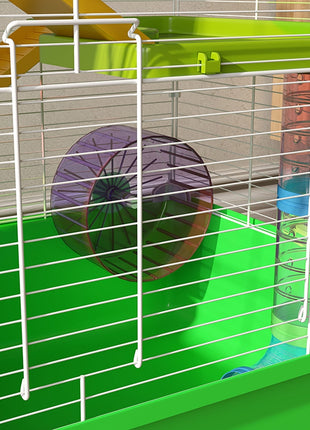 23" 5-Tier Hamster Cage with Wheel and Water Bottle, Green