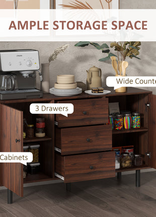 Retro Sideboard with 2 Cabinets 3 Drawers, Buffet Table, Rustic Brown