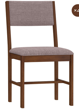 Modern Dining Chairs Set of 4, Linen Fabric Kitchen Chairs with Rubberwood Legs for Dining Room, Living Room, Brown