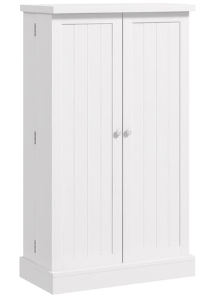 Freestanding Kitchen Pantry, Kitchen Storage Cabinet with 5-Tier Shelf, 12 Spice Racks, Adjustable Shelves, White