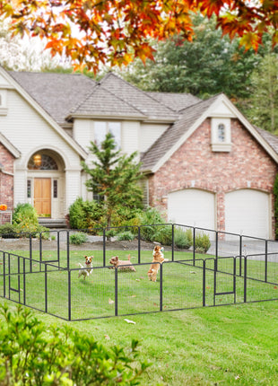 24 Panel Dog Playpen for Small and Medium Dogs with Lockable Door, 15.7' x 15.7' x 2.6'