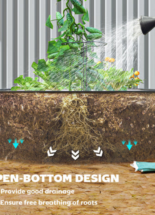 7' x 3' x 1' Raised Garden Bed Set, 2PCS Raised Beds for Gardening with Metal Plant Stakes, Dark Gray