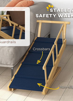 Dog Ramp, Adjustable Height Pet Steps, Foldable Dog Stairs with Non-slip Mat for Small to Large Dogs