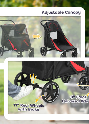 One-Click Foldable Dog Stroller for M, L Dogs, Pet Stroller, Black