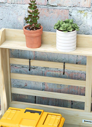 Wooden Potting Bench with Storage, Sink, Water Tap for Backyard, Patio, Balcony, Natural