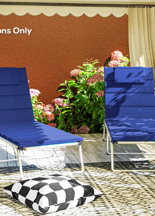 Foldable Chaise Lounge Cushion Set of 2, Outdoor Lounge Chair Cushion Set, UPF50+ 230gsm Olefin, 80" x 26" Dark Blue