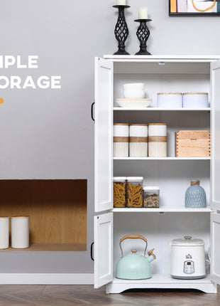 Accent Floor Storage Cabinet Kitchen Pantry with Adjustable Shelves and 2 Lower Doors, White