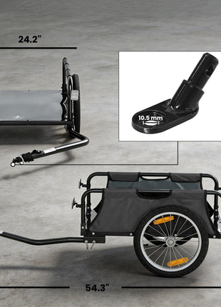 Bike Cargo Trailer, Bicycle Trailer Wagon Cart with Quick Release 16" Pneumatic Wheels, Aluminum Rims, Red Flag, Gray