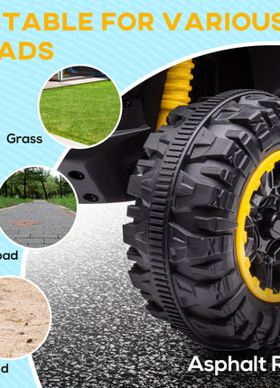 12V Kids ATV Quad Car with Forward & Backward Function, Four Wheeler for Kids with Wear-Resistant Wheels, Music, Electric Ride-on ATV for Toddlers Ages 3+ Years Old, Yellow