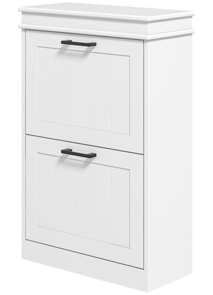 Modern Shoe Storage Cabinet with 2 Flip Drawers for 10 Pairs, Narrow Shoe Organizer for Entryway, Hallway, White