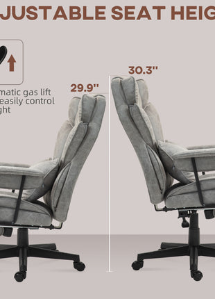 400LBS Big and Tall Office Chair, Massage Office Chair with Footrest, Lumbar Support and Reclining Function, Gray