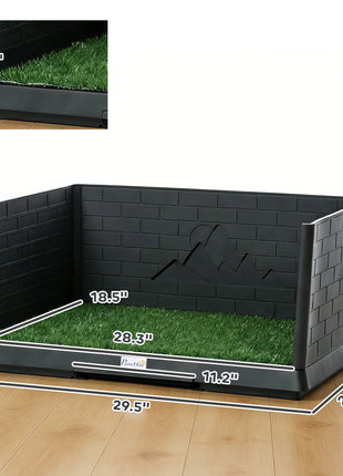 Dog Grass Pad with High Walls and Tray, Indoor Potty Tray for Puppy Training, Pee Pad Holder with Artificial Grass
