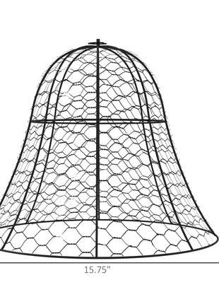 6 Pack Garden Cloches for Plants, 16" x 13" Metal Crop Cage, Plant Cages to Keep Animals Out, Black