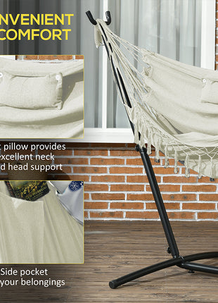 U Shape Stand Hammock Chair, Headrest Include Hammock Swing, Cream White
