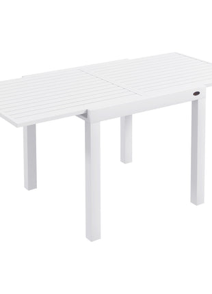 Expandable Patio Table, Outdoor Dining Table for 4-6 with Aluminum Frame for Garden, Lawn, Balcony Terrace, White