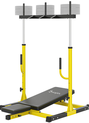 Vertical Leg Press Machine with Adjustable Leg, Back, and Head Positions, 1" Standard Plate Compatible, Yellow