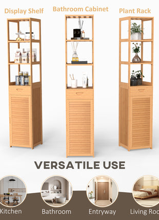 Bathroom Storage Cabinet with Drawer and Slatted Shelves