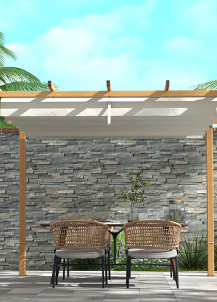 10' x 10' Retractable Pergola Canopy, Aluminum Pergola Sun Shade Shelter for Garden, Patio, Backyard, Deck, Cream