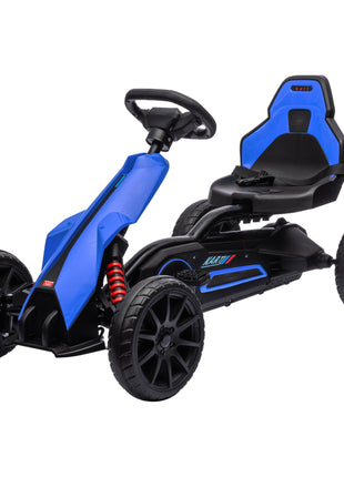 Kids Pedal Go Kart W/ Adjustable Seat, Swing Axle, Blue