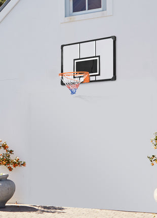 Wall Mounted Basketball Hoop with Shatter Proof Backboard, Durable Rim and All-Weather Net for Indoor and Outdoor Use