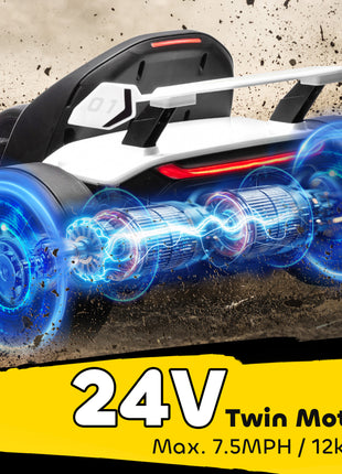 24V 7.5 MPH Electric Go Kart with Adjustable Seat, Slow Start, White
