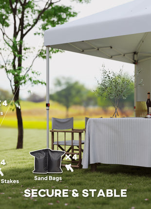 10' x 10' Pop Up Canopy Tent w/ Sidewall, UPF50+ Height Adjustable Instant Sun Shelter w/ Storage Pockets, White