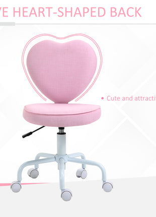 Heart Love Shaped Back Design Office Chair with Adjustable Height, Pink