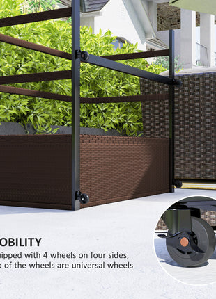 PE Rattan Pool Float Storage Organizer with Wheels, Brown