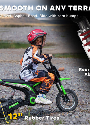 24V 350W Electric Dirt Bike Up to 15 MPH w/ Twist Grip Throttle, Green