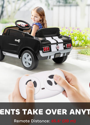 Licensed Ford Shelby GT 350 Kids Ride On Car with Remote Control, Adjustable Speed, MP3, Smooth Start, LED Lights, Black