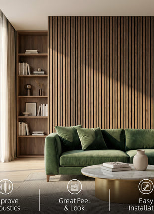 47" x 24" Wood Panels for Wall, 4 Pack Acoustic Panels, Sound Absorbing Slat Wall for Wall Decor, Home, Walnut